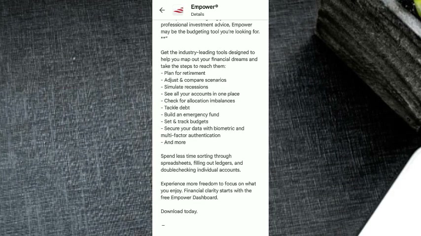 Empower Personal Dashboard account connection screen